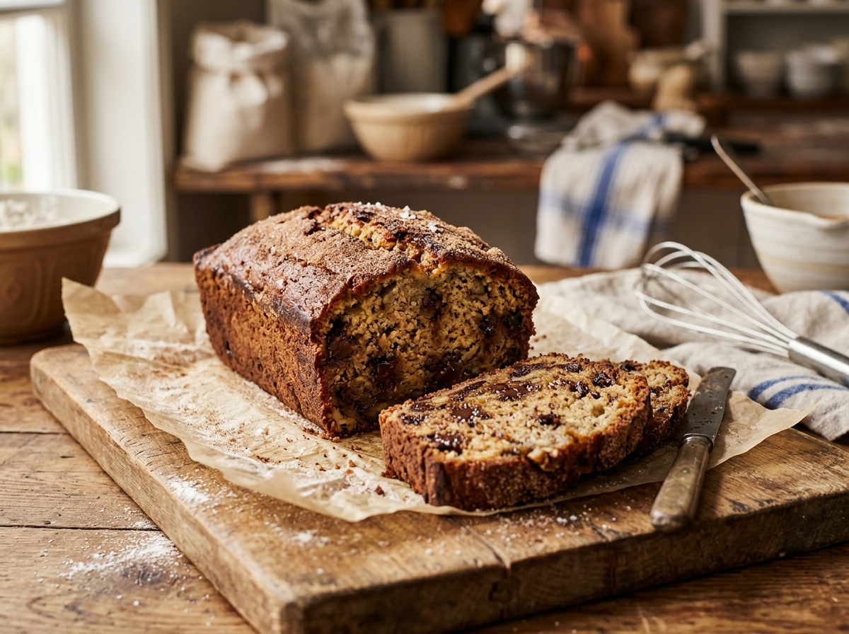 Etta's banana bread loaf, sliced