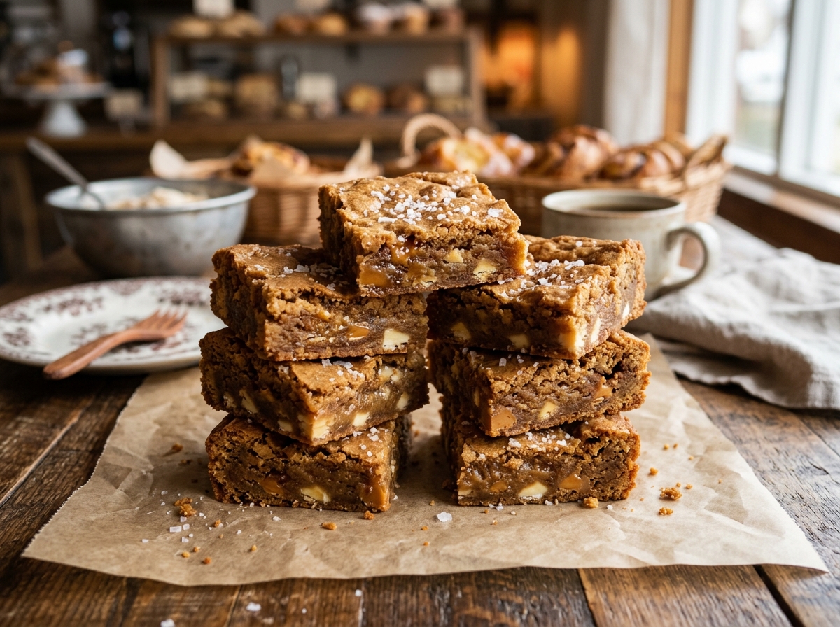 Stacked Etta's brown butter blondies